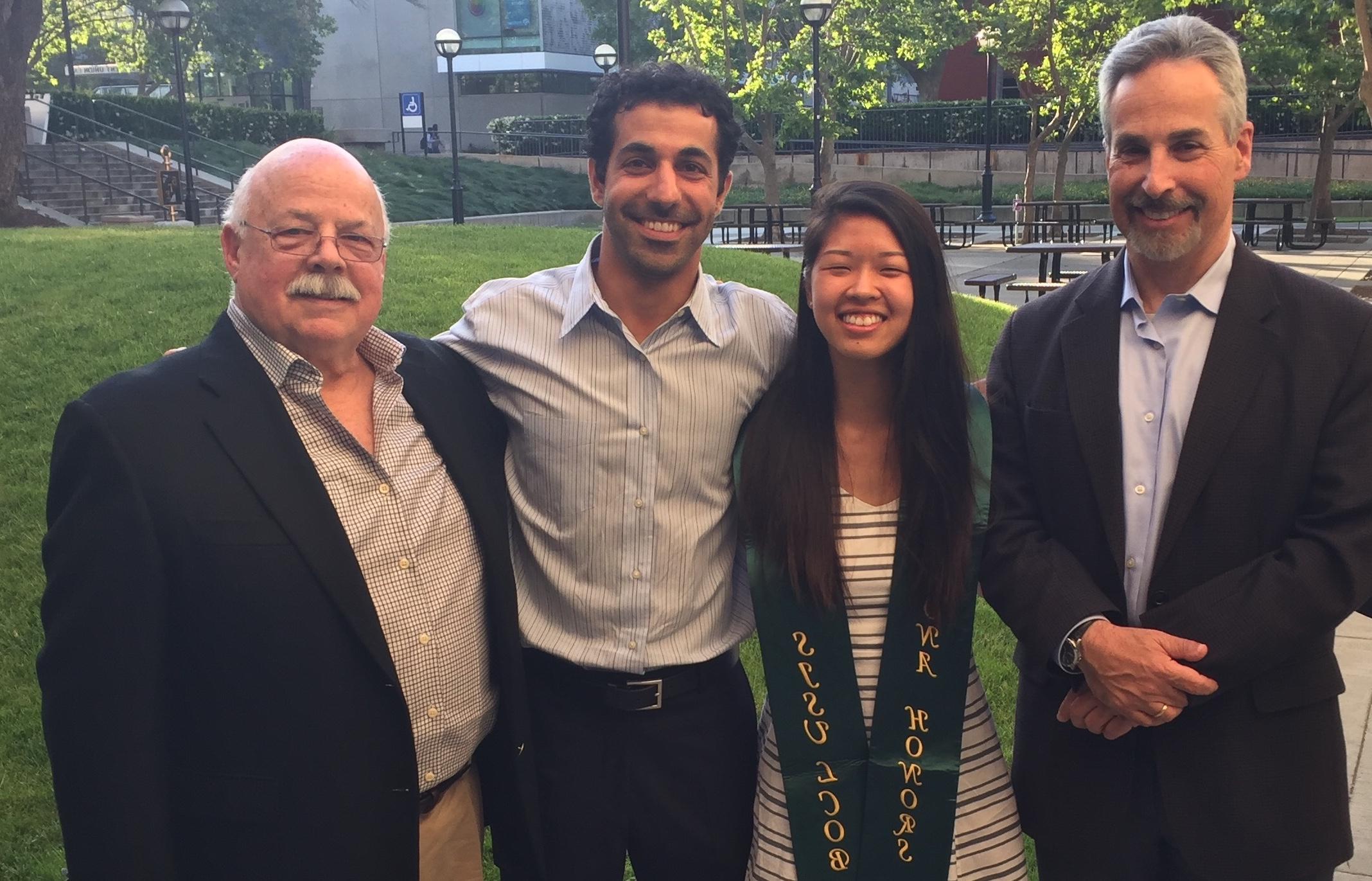 Honors Student with dean of LcoB and Professor Parineh