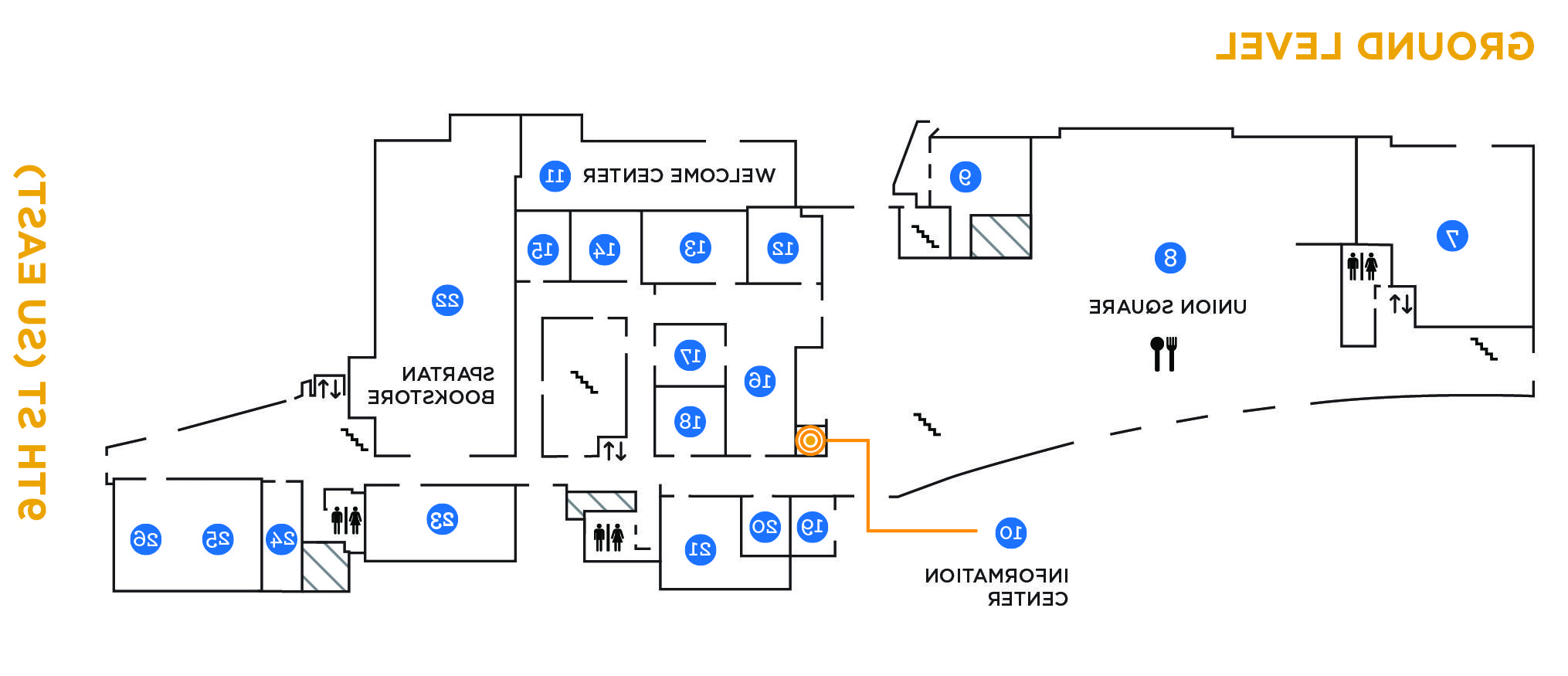 Image of Student Union Building Ground Level Floor Directory.