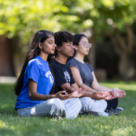 students in meditation